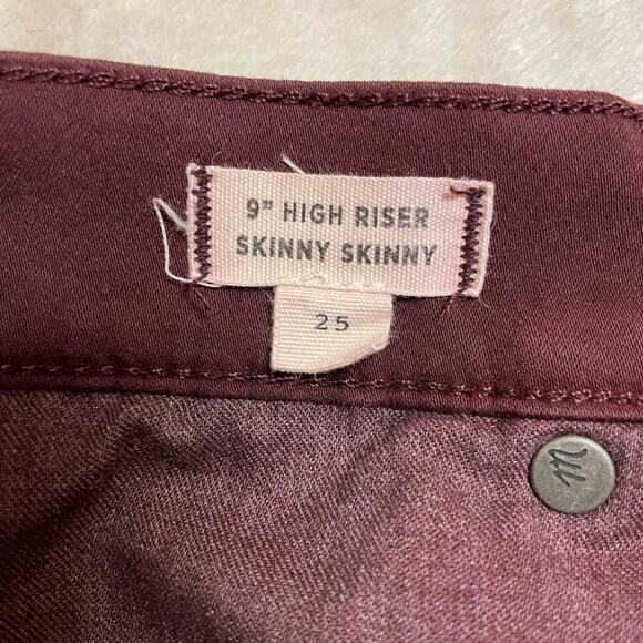 Madewell 9” High Riser Skinny Skinny Maroon Colored Jeans Size 25 - Picture 8 of 9